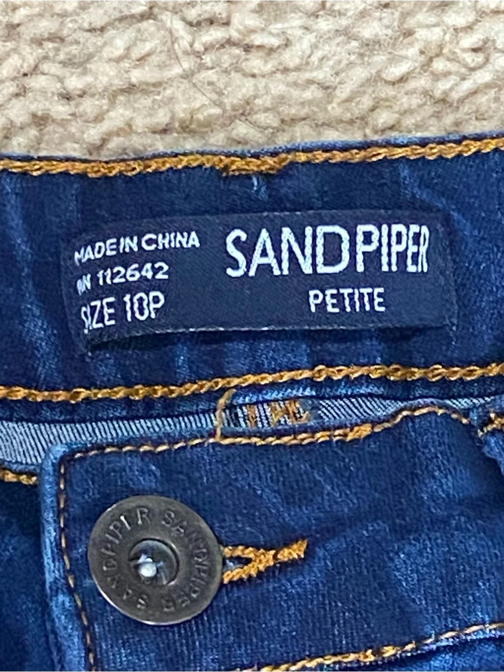 Sandpiper Dark Blue Cropped Jeans with Embroidered Cuffs
